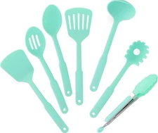 GreenLife Cooking Tools and Utensils, 7pc Utensil Set, Turquoise