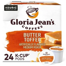 Gloria Jean's Butter Toffee Coffee, Keurig K-Cup Pod, Medium Roast, 72 Count