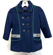 Vtg 1960s Girls Rainbow Coat Sz 10-12 Navy Wool Equestrian Double Breasted Coat