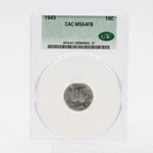 1943 Mercury Silver Dime MS 64 FB CAC 90% Silver Philadelphia