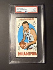 1969 Topps BILLY CUNNINGHAM  PSA 8 (MC) (Miscut Error) Rookie HOF Sixers