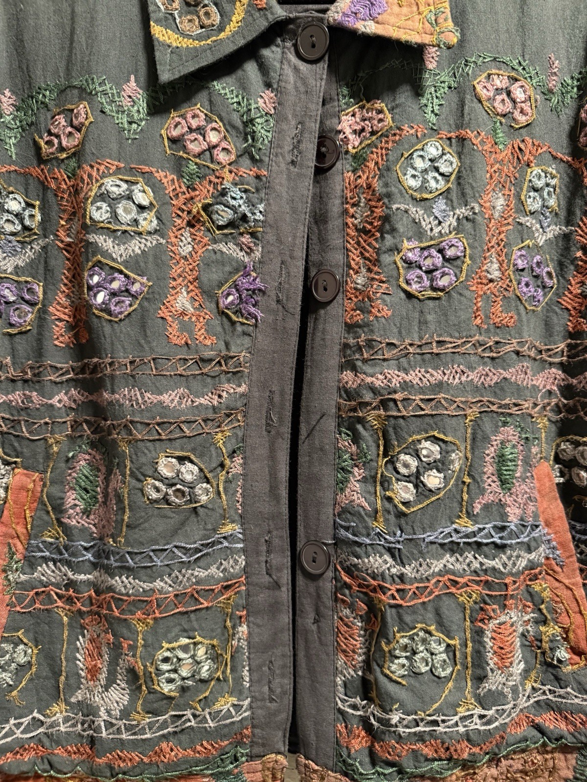 Sacred Threads Multicolor Embroidered Grey Jacket… - image 4