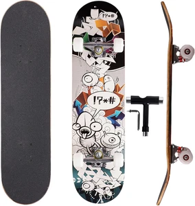Professional Double Kick Skateboard, 31 Inch Maple Deck, ABEC