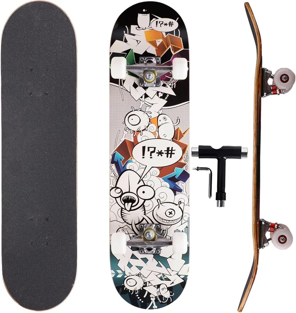 Professional Double Kick Skateboard, 31 Inch Maple Deck, ABEC
