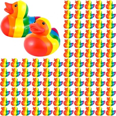 DEEKIN 100 Pcs Rainbow Rubber Duck Mini Rubber Duckies Bulk Rainbow Party Dec...