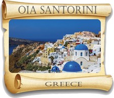 Oia Santorini Papyrus Aufkleber / Hochauflösender Vinyl Wasserdicht