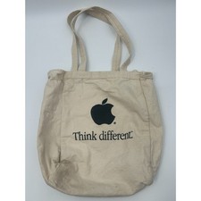 Vintage Apple Computer Macintosh Logo Canvas Tote Bag Think Different