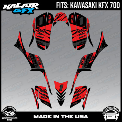Graphics Kit for Kawasaki ATV KFX700 (All Years) Blazing Series - RED-SHIFT