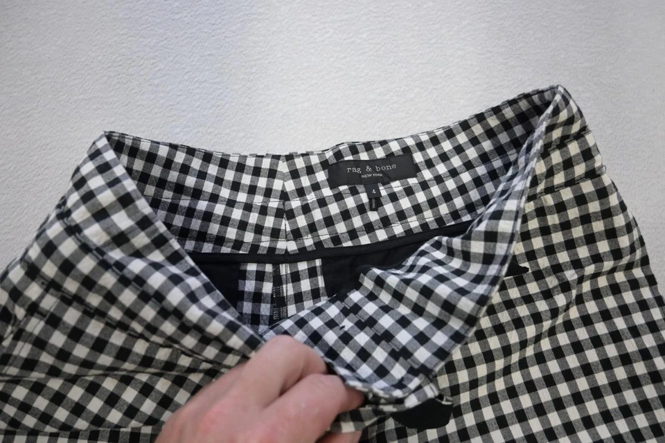 Pantalones Cortos Rag & Bone Caqui a Cuadros Botón Mosca Cintura Alta Informales Para Mujer Talla 4 Foto 4 de 4