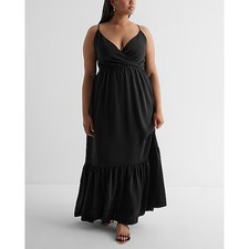Express Satin Wrap Front Tiered Maxi Dress XL