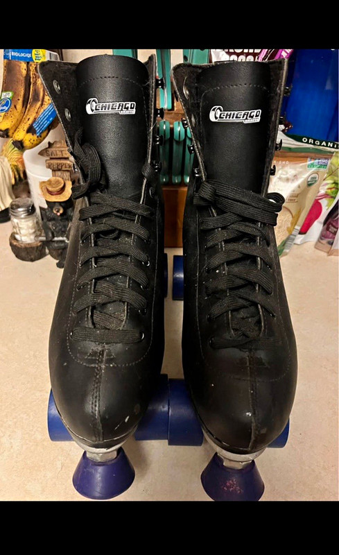 Chicago 405 Black High Top Quad Roller Skates with Blue Wheels