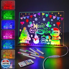 Acrylic Dry Erase Board with Light, 13.7"x10" 15 Colors LED Note 