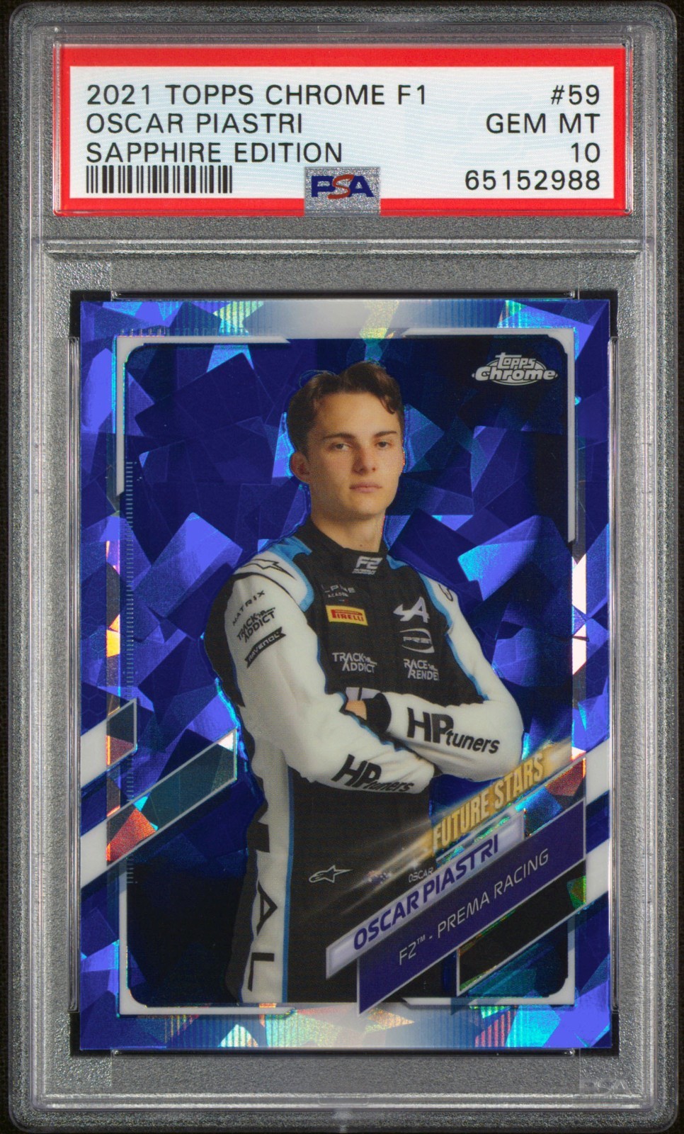 Oscar Piastri 2021 Topps Chrome Formula 1 Sapphire F1 #59 F2 Future Stars PSA 10