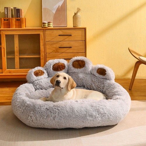 Round and Calming Non-Slip Paw Print Shaped Washable Pet Bed - Picture 12 of 15