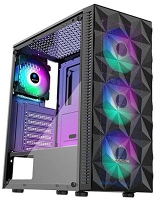 PC Case Pre-Install 4 RGB Fans, ATX Gaming Computer Case Center-Ring LED Fans