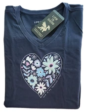 Life Is Good SS Shirt Crusher Vee LOVE IS Favorite Color HEART 52in Womens XXL