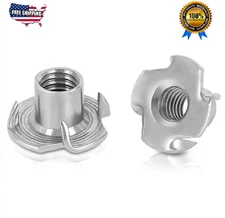 25PCS 1/4"-20 T-Nuts 4 Prong Stainless Steel Tee Nuts for Wood & Climbing Holds