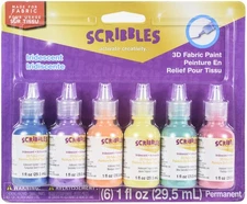 I Love To Create Scribbles 3D Fabric Paints 1oz 6/Pkg-Iridescent