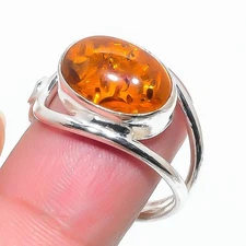 Baltic Amber Gemstone 925 Sterling Silver Jewelry All Size Ring For Gift