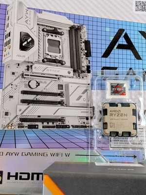 AMD Ryzen 7 7800X3D Gaming CPU & White ASUS X870 AYW Gaming WIFI W Motherboard