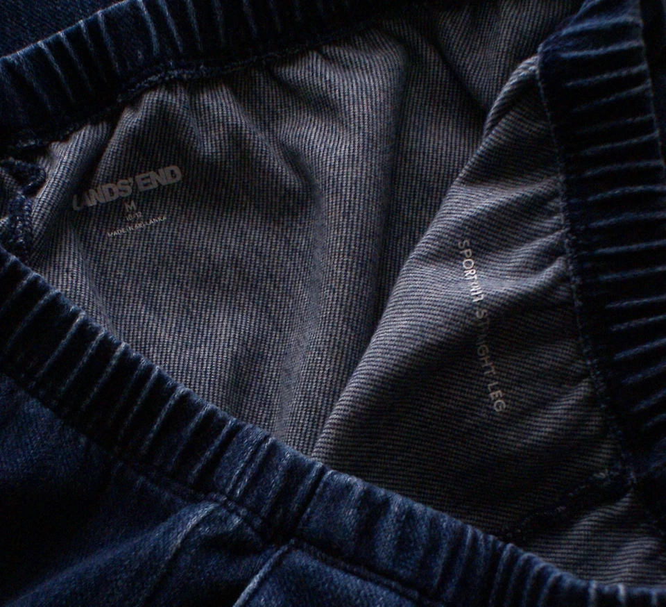 Pantalones Lands' End Sport Tejidos Denim Pierna Recta Azul Mujer Medianos, Cintura Elástica Foto 3 de 3