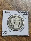 1914 P Barber Silver Quarter VG Very Good Condition U.S. 25c Coin (Raw13699)