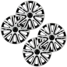 Set of 4 Universal 15" Hubcaps Gloss Black Silver for Most Cars