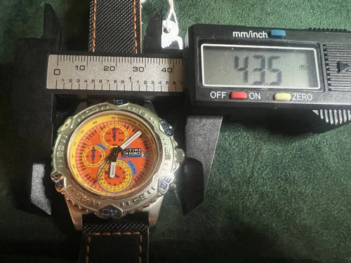 TIME FORCE Chronographe Montre Hommes Cadran Orange Virole Tournant - Photo 8 sur 10