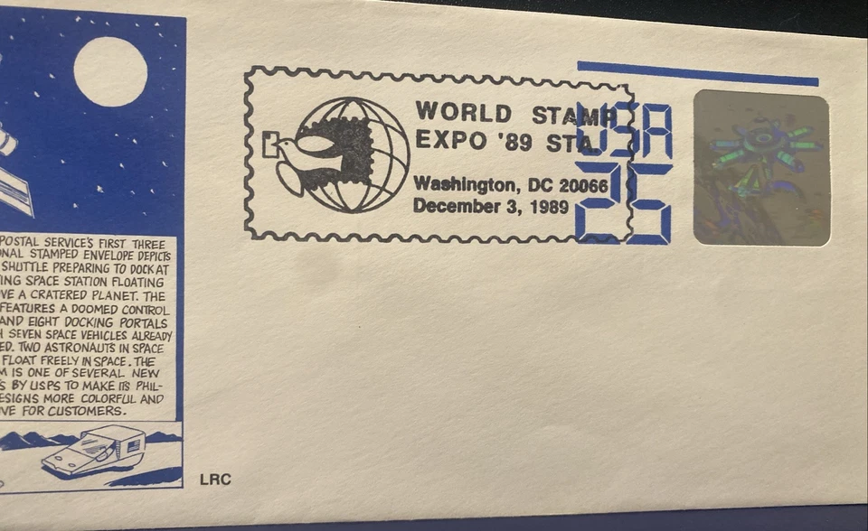 WORLD STAMP EXPO '89  ON USPS FIRST 3 DIMENSIAL STAMPED ENVELOPE WASHINGTON 1989 - Image 3 of 4