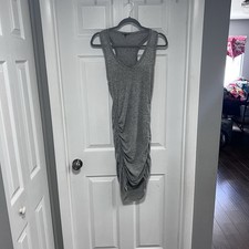 Express Gray Sleeveless Asymmetrical Ruched Dress Size S