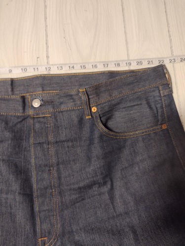 Levi’s 501 Jeans Men’s Size 42x34 Dark Denim Straight Leg Button Fly Red Tab - Picture 6 of 10