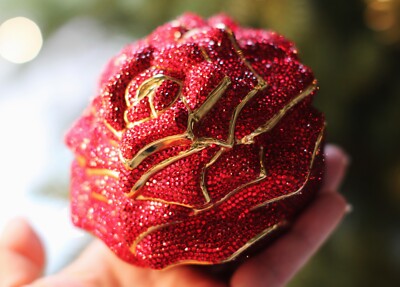 JUDITH LEIBER SWAROVSKI CRYSTAL American Beauty RED ROSE BAG