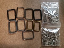 LOT de 9 oz anneaux rectangulaires boucles en métal nickel sangle non soudée ton laiton doré