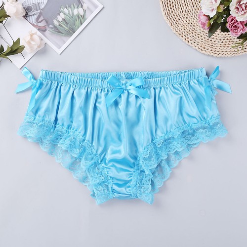 Sissy Men's Bare Bum Briefs Underwear Lady Boy Lace Frilly Bow Open Butt Panties - Picture 71 of 102