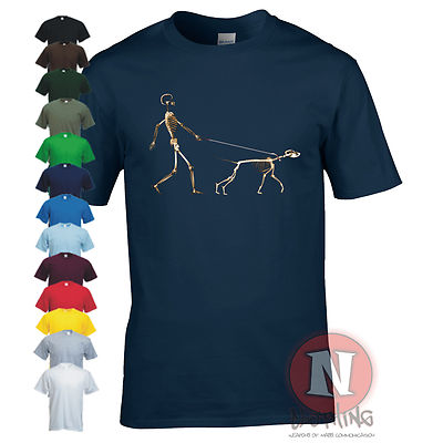 Skelett Dog Walker T-Shirt Hund Doggy lustig Urban Art Banksy Style