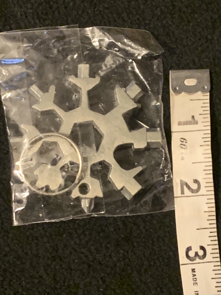 18-in-1 Snowflake Keychain Multi-Tool with Stainless Steel Screwdriver
