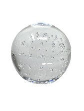 Vtg Clear Glass Round Sphere Ball Paperweight with Controlled Bubbles
