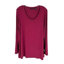 H by Halston Essentials Tunic Womens Size Large Burgundy Stretch Knit Flowy