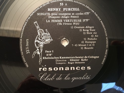 LP 33 Touren Henry Purcell Ruggero Gerlin Roger Delmotte Cembalo Resonanzen Nr.53 - Bild 3 von 3