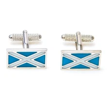 Scotland Flag Pair Cufflinks in a Presentation Gift Box & Polishing Cloth