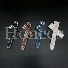 22MM Alligator Leather Strap Band for Deployment Tank Buckle Clasp Fits For IWC 