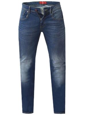 D555 Herren Regular Fit Stretch Jeans Dark Blue Stonewash Ambrose 30-38