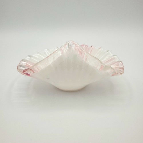 Linea Mary Murano Italy Art Glass Candy Dish Kristall Clear, Pink & White 5.5 in - Picture 6 of 8