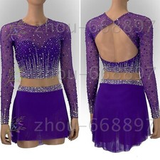 Ice skating dress Competition Figure Skating Dress Costume purple