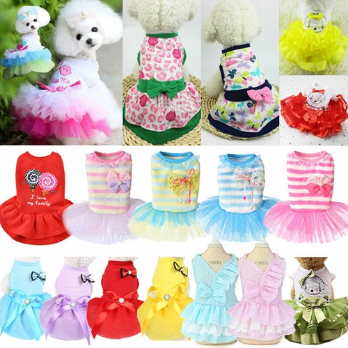 Pet Puppy Small Dog Clothes Cat Lace Tutu Skirt Princess Dress Dog Vest Shirt // - Picture 1 of 43