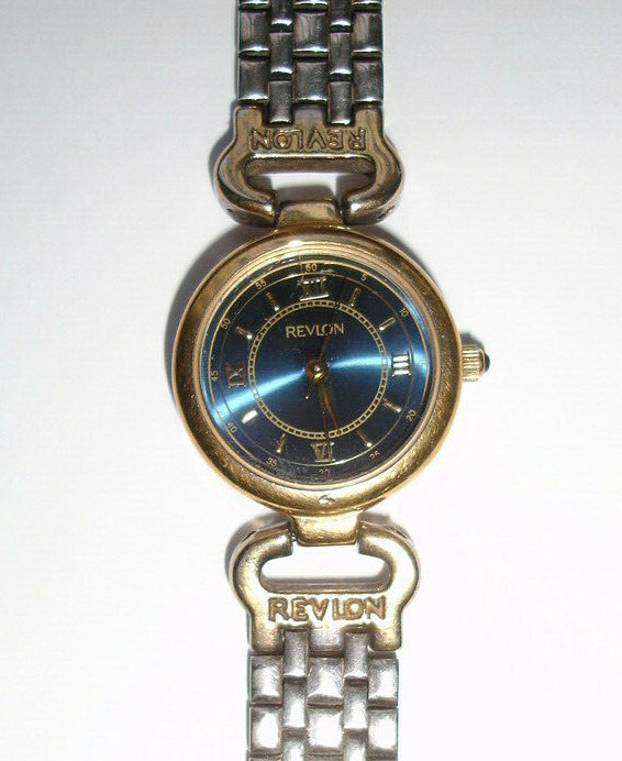 Vintage Revlon Womens 8” Genuine Leather/Gold Tone Quartz Watch New Battery Vintage Revlon Crystal Watch – Gold Tone Braided Band, Japan  main image 2