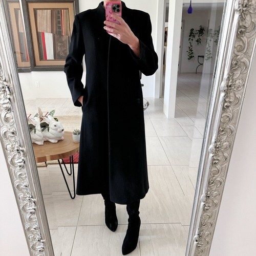 Fleurette Loro Piana schwarz City klassischer Wollmantel/Trench Größe 10P - Bild 1 von 13