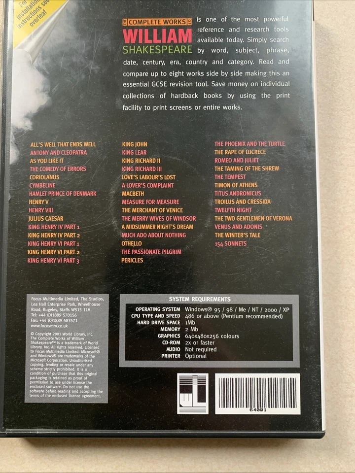 The Complete Works Of William Shakespeare - PC CD Rom - GCSE Revision tool - Image 3 of 4