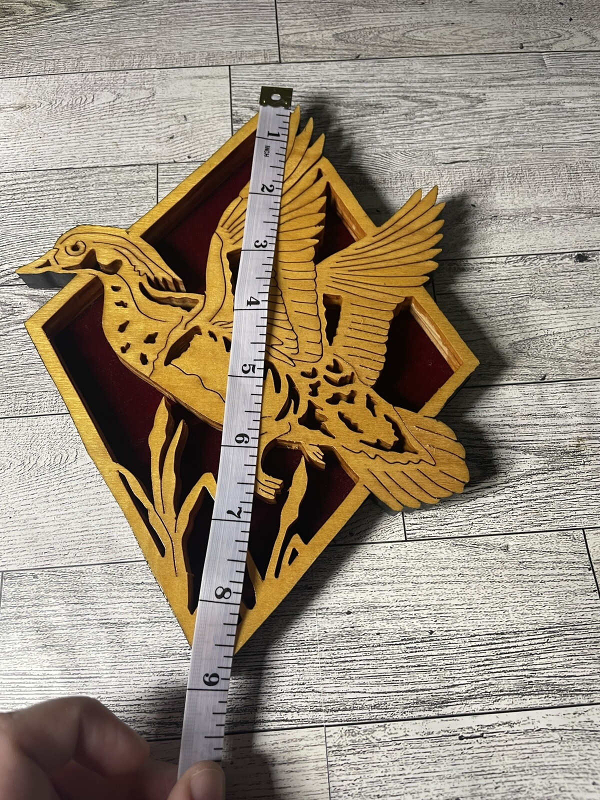 Flying Duck 3D Relief Wood Cut Out Dimensional Picture Wall Hanging - Vintage