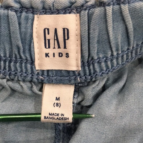Gap Girl 8 Shorts Blue Chambray Denim Pull On Pockets 100% Cotton Preppy Summer - Picture 4 of 8